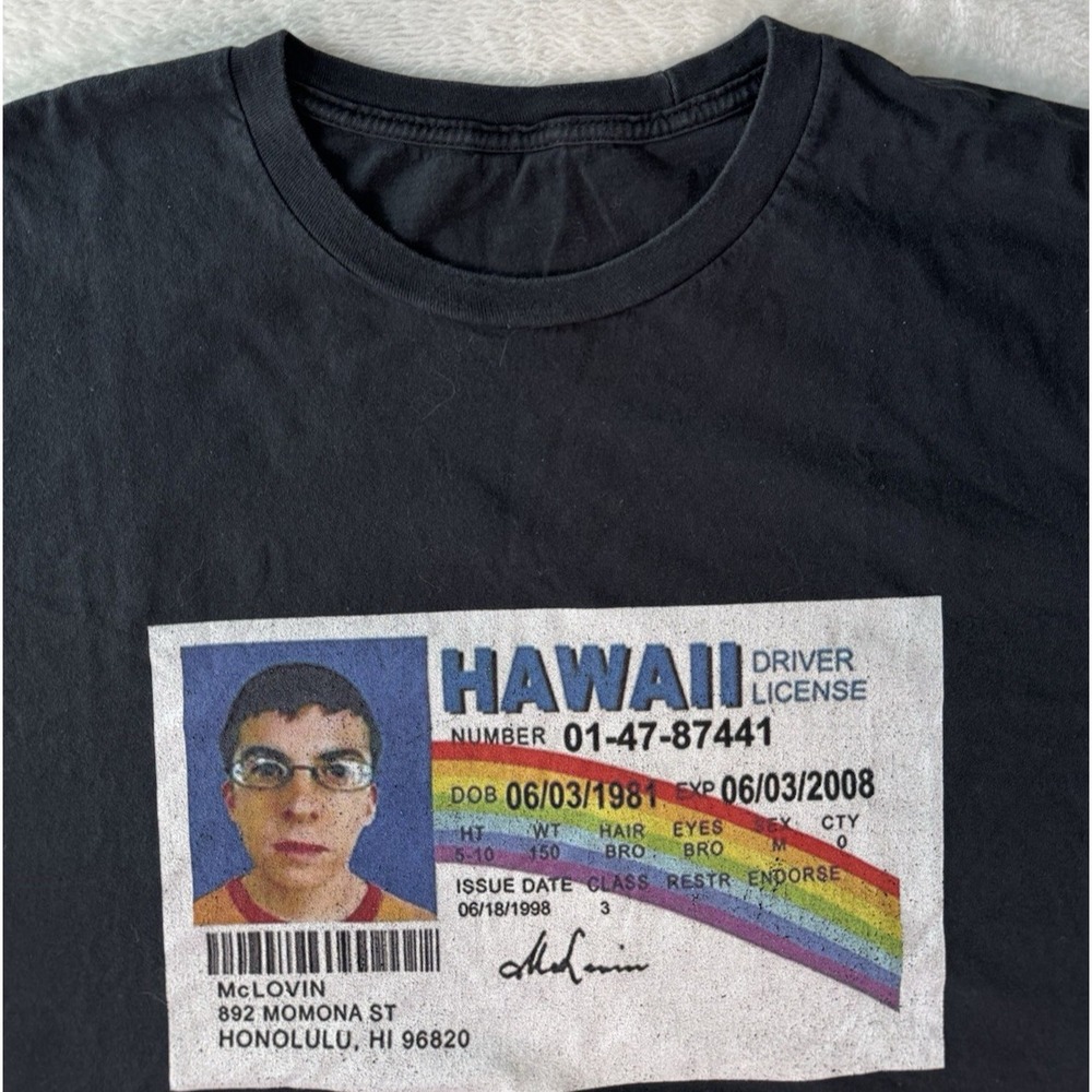 McLovin‎ Drivers License T-shirt Size Large Superbad Black - Picture 6 of 12